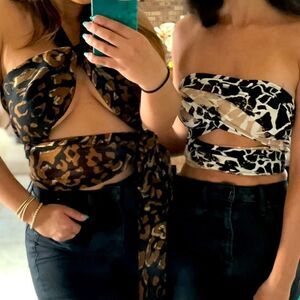 Animal print wrap tops